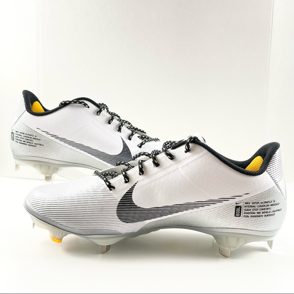 NIKE LUNAR VAPOR ULTRAFLY ELITE 3 BASEBALL CLEATS CJ7577-103 WHITE BLACK MEN’S - Picture 2 of 11